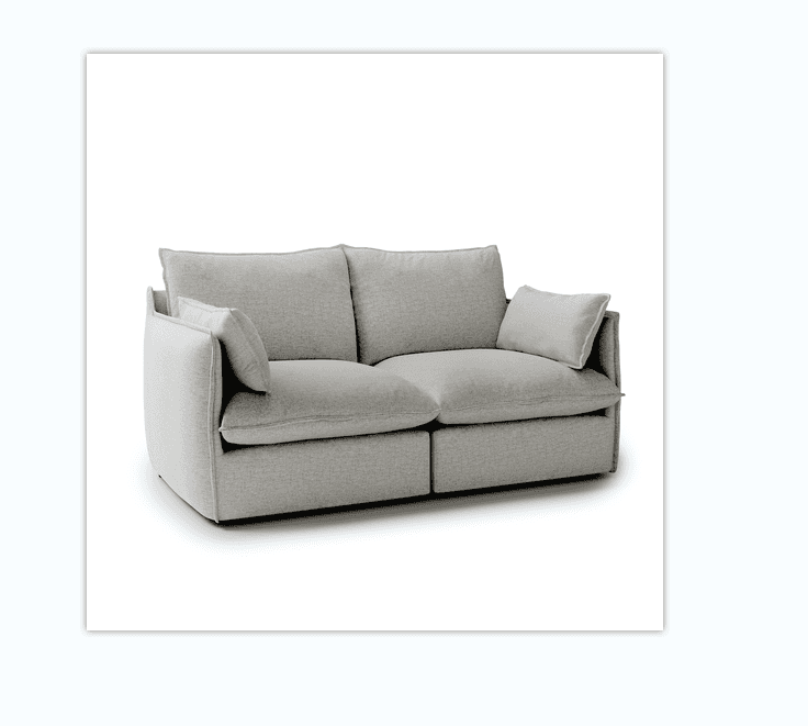 A two-seater sofa with a low profile and plush, overstuffed cushions. The sofa features a modern, mo… — free GLTF 3D model