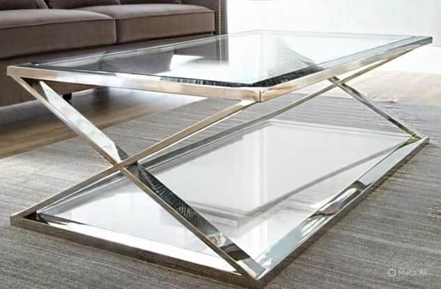 A modern coffee table with a rectangular shape, featuring a two-tiered design. The frame is construc… — free OBJ 3D model