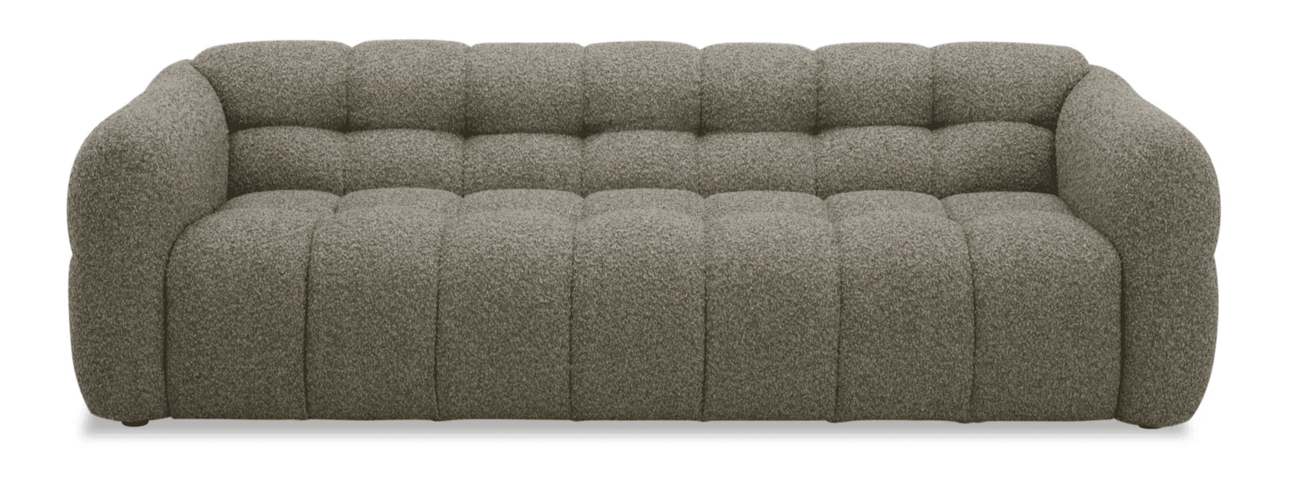 A modern, fully upholstered sofa with a plush, textured fabric. The design features deep channel tuf… — 3D model