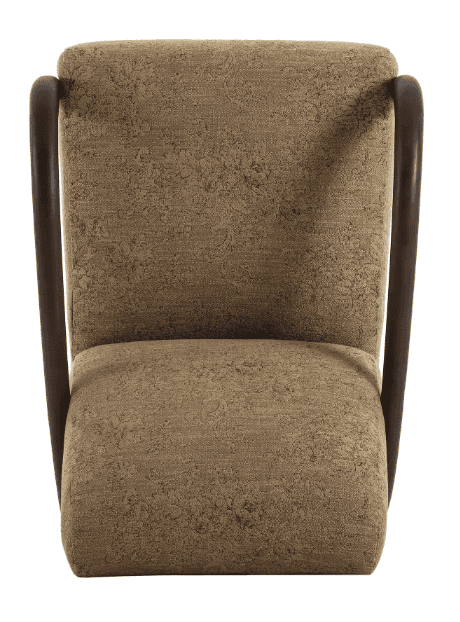 An upholstered armchair featuring a textured brown fabric on the seat and backrest. The chair is dis… — 3D model