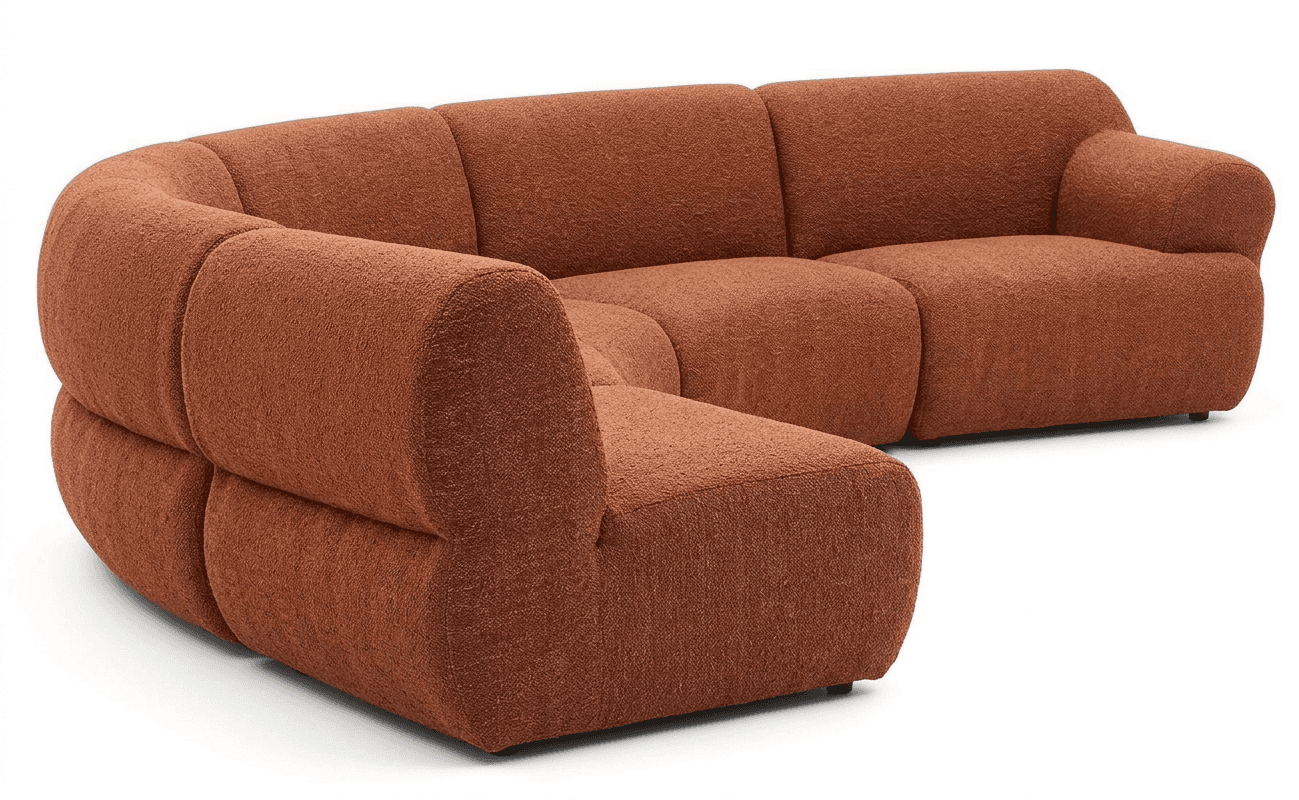 A contemporary modular U-shaped sectional sofa featuring a plush, rounded design and upholstered in… — 3D model