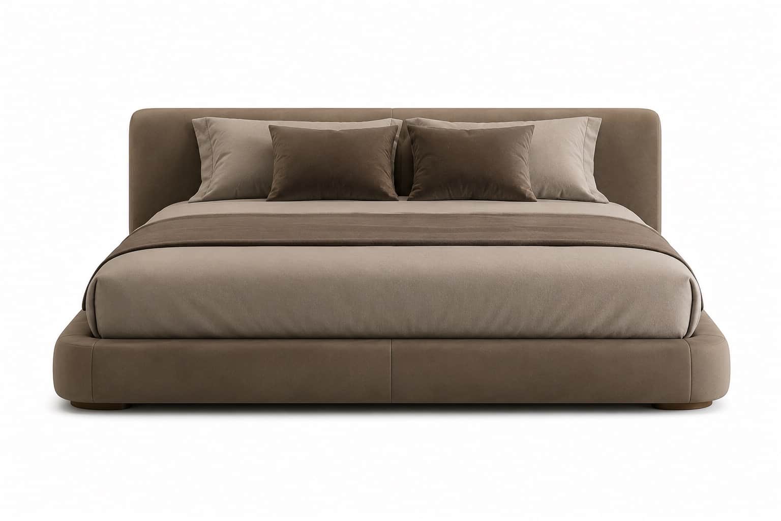 A modern upholstered platform bed featuring a cohesive design with an integrated headboard and bed f… — 3D model