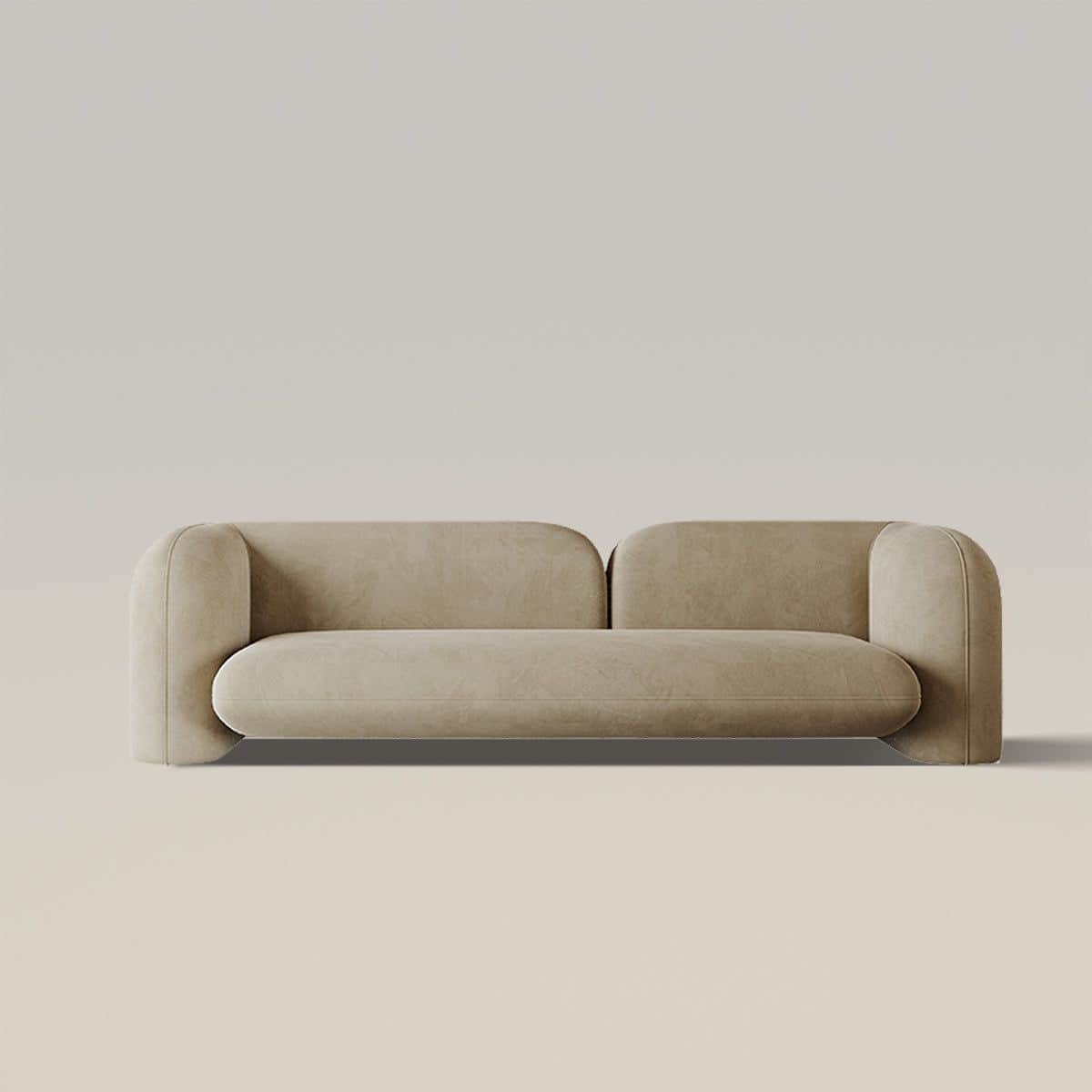 A modern, low-profile sofa with a curved, rounded silhouette. It features a single, continuous seat… — 3D model