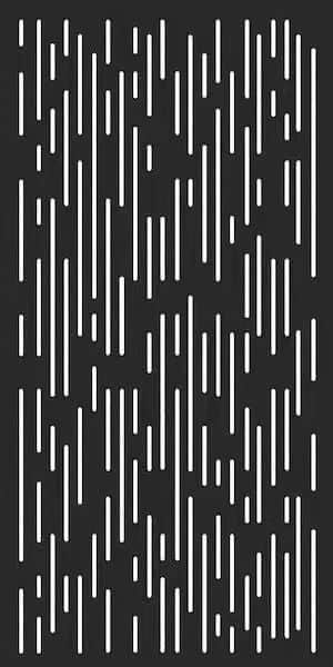 A tall, rectangular, thin black panel featuring an abstract pattern of varied vertical and diagonal… — 3D model