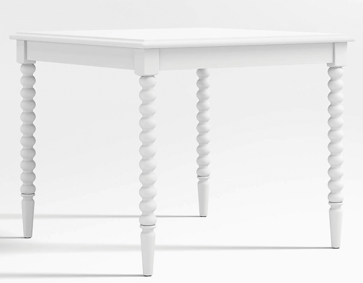 A square white table featuring distinctive bobbin-turned legs and a clean, minimalist tabletop. — free BLEND 3D model