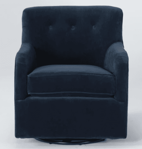 A navy blue upholstered armchair with a tufted backrest and a swivel base. The armchair features cle… — free OBJ 3D model