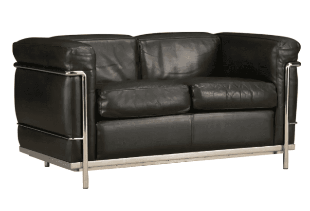 A modernist two-seater sofa featuring a distinctive exposed tubular chrome-plated steel frame encasi… — 3D model