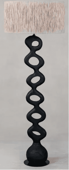 A contemporary floor lamp featuring a distinctive sculptural base composed of interconnected organic… — 3D model