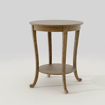 A small, round wooden side table featuring a classic design with elegantly curved cabriole legs and… — 3D model