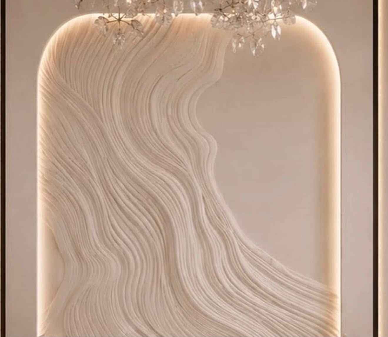 A vertical, arched wall-mounted decorative panel featuring a three-dimensional relief design resembl… — 3D model