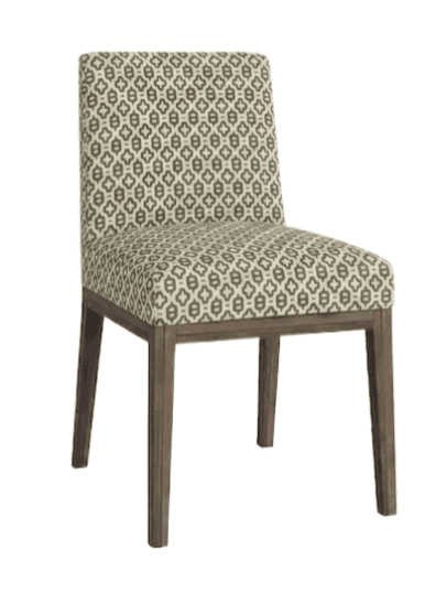 An armless dining chair featuring a fully upholstered seat and a tall, straight backrest. The fabric… — 3D model