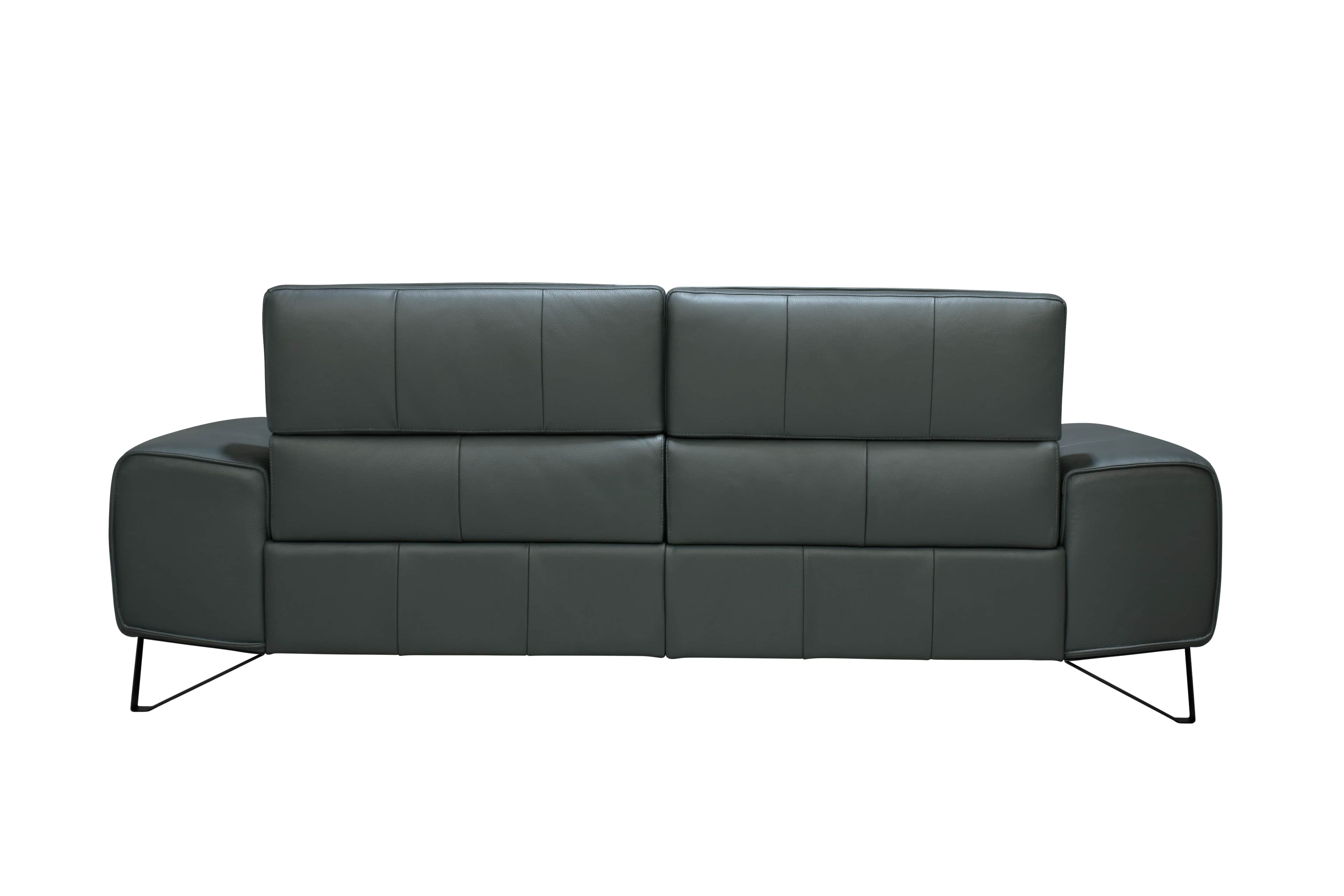 A dark gray two-seater sofa, featuring a contemporary aesthetic. The design is characterized by its… — free GLB 3D model