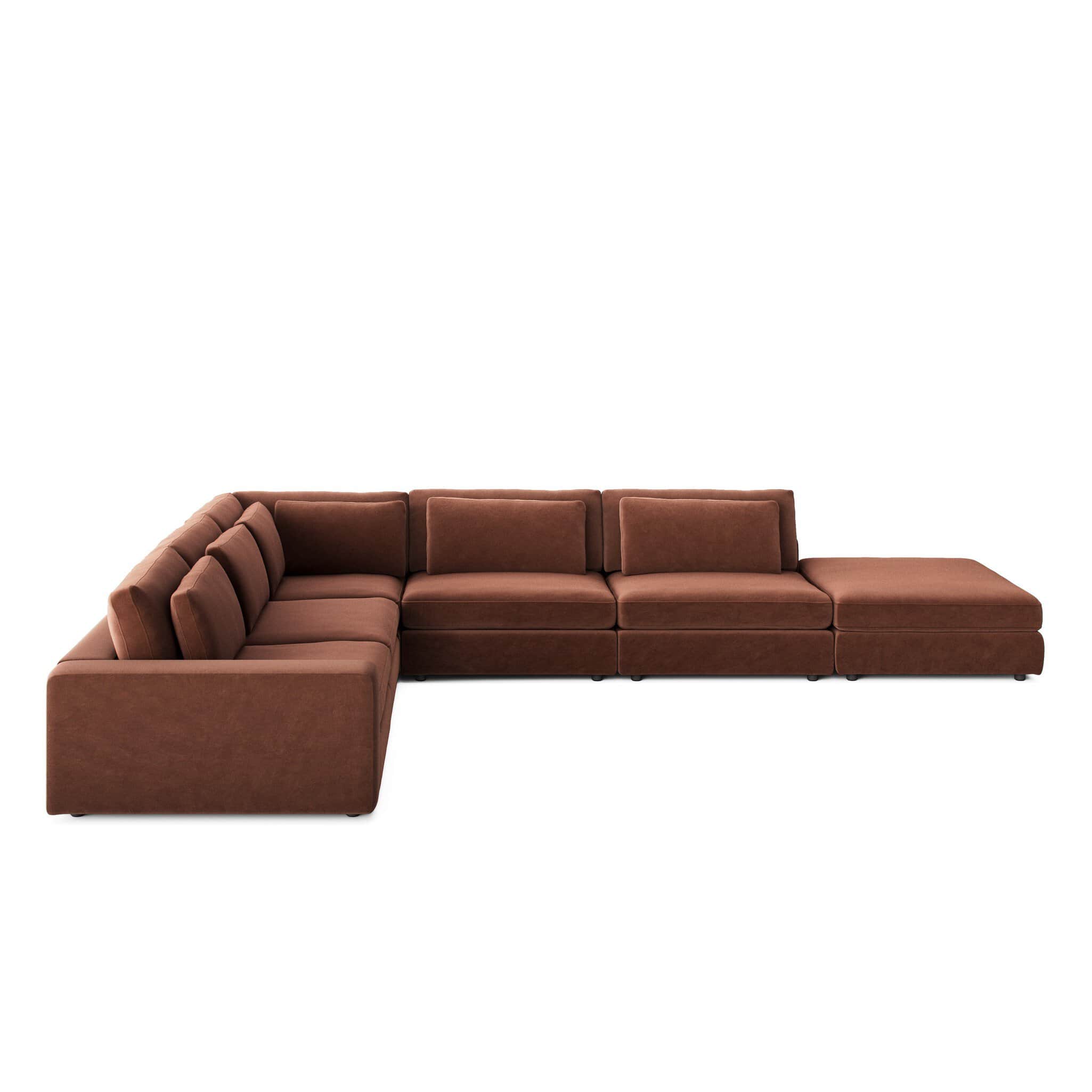 A modular sectional sofa with a chaise lounge. The sofa features a low profile and deep seats, uphol… — 3D model