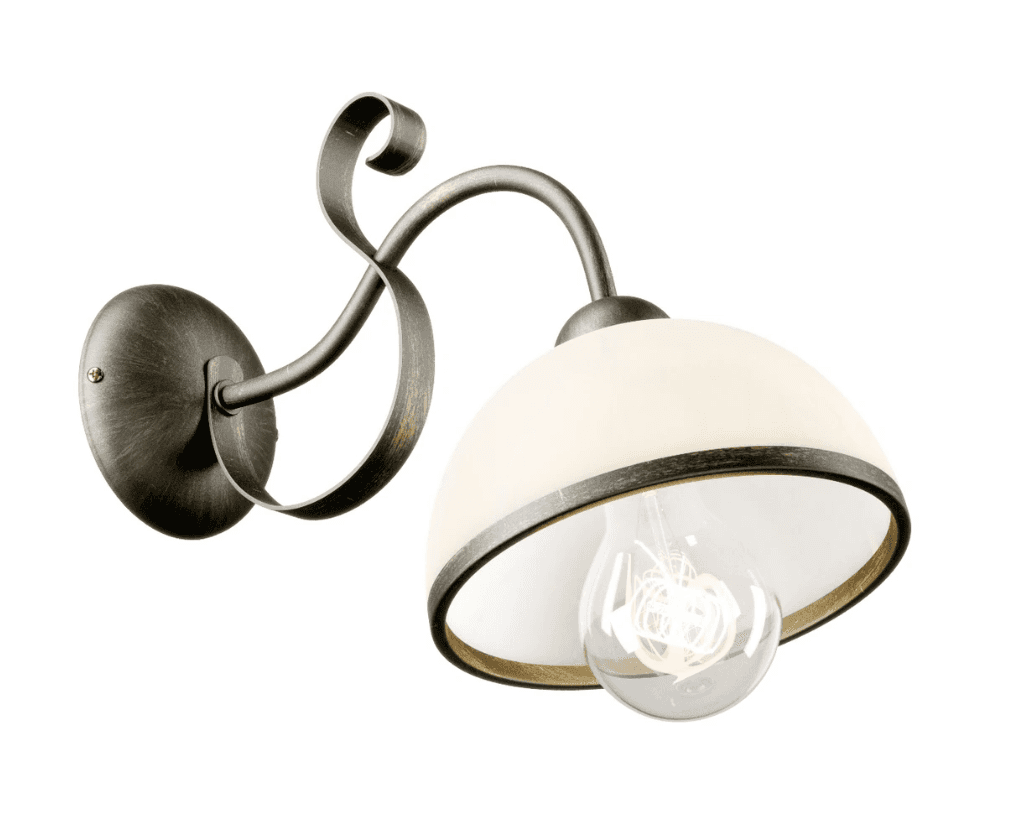 A traditional style wall sconce featuring an aged bronze finish on its metal frame and a frosted gla… — 3D model