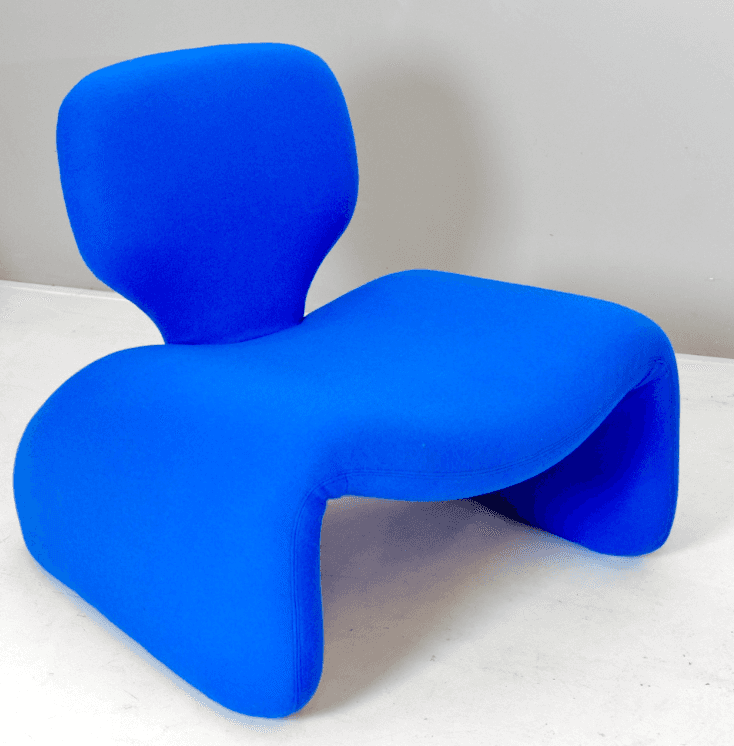 An armless lounge chair featuring a distinctive organic and sculptural form, entirely upholstered in… — 3D model