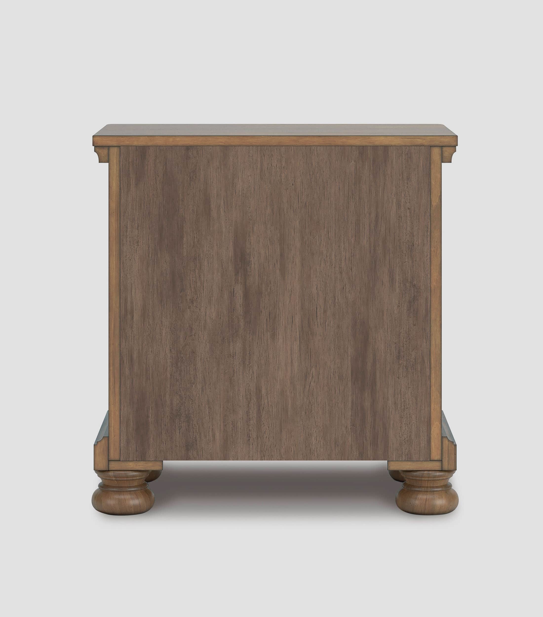 A transitional style nightstand crafted from wood with a rich brown finish, featuring a sturdy top s… — 3D model
