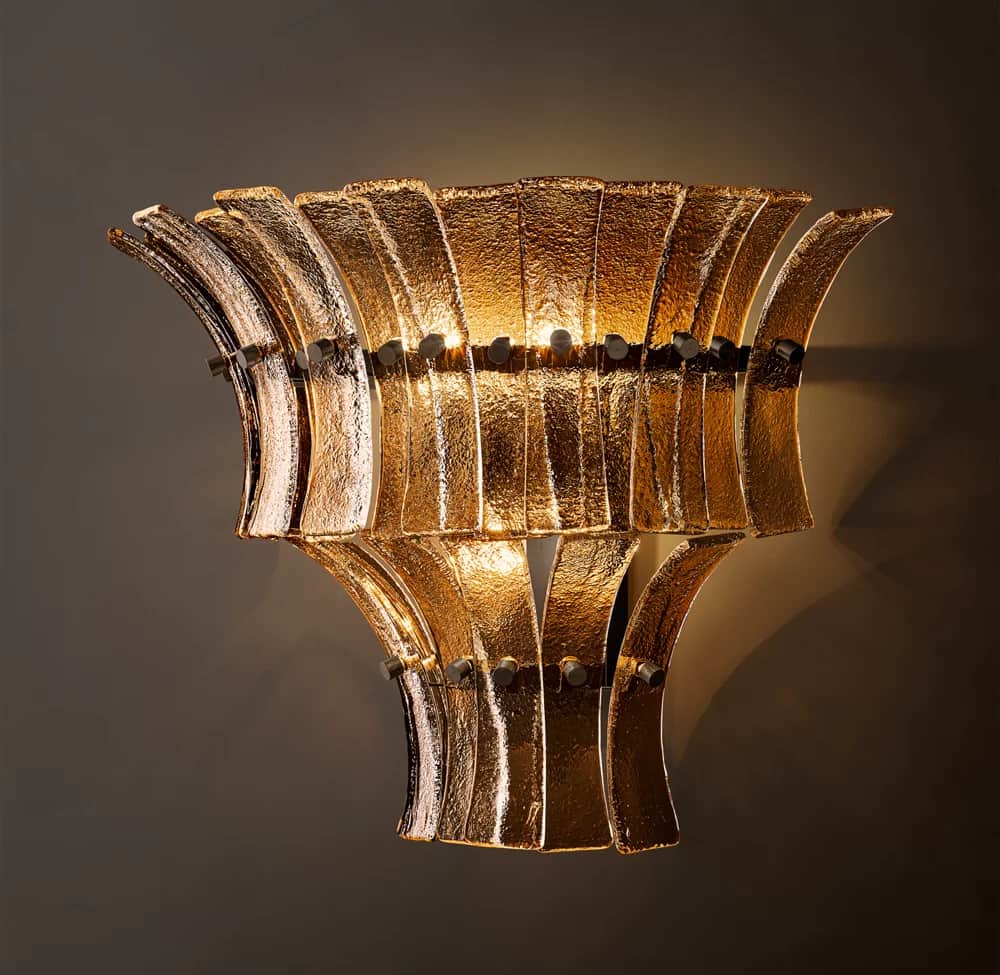 A wall-mounted lighting fixture featuring a two-tiered design composed of numerous individual textur… — free FBX 3D model