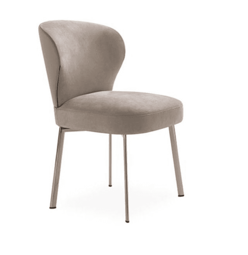 A contemporary armless chair featuring a gently curved, upholstered backrest and a circular seat, su… — 3D model