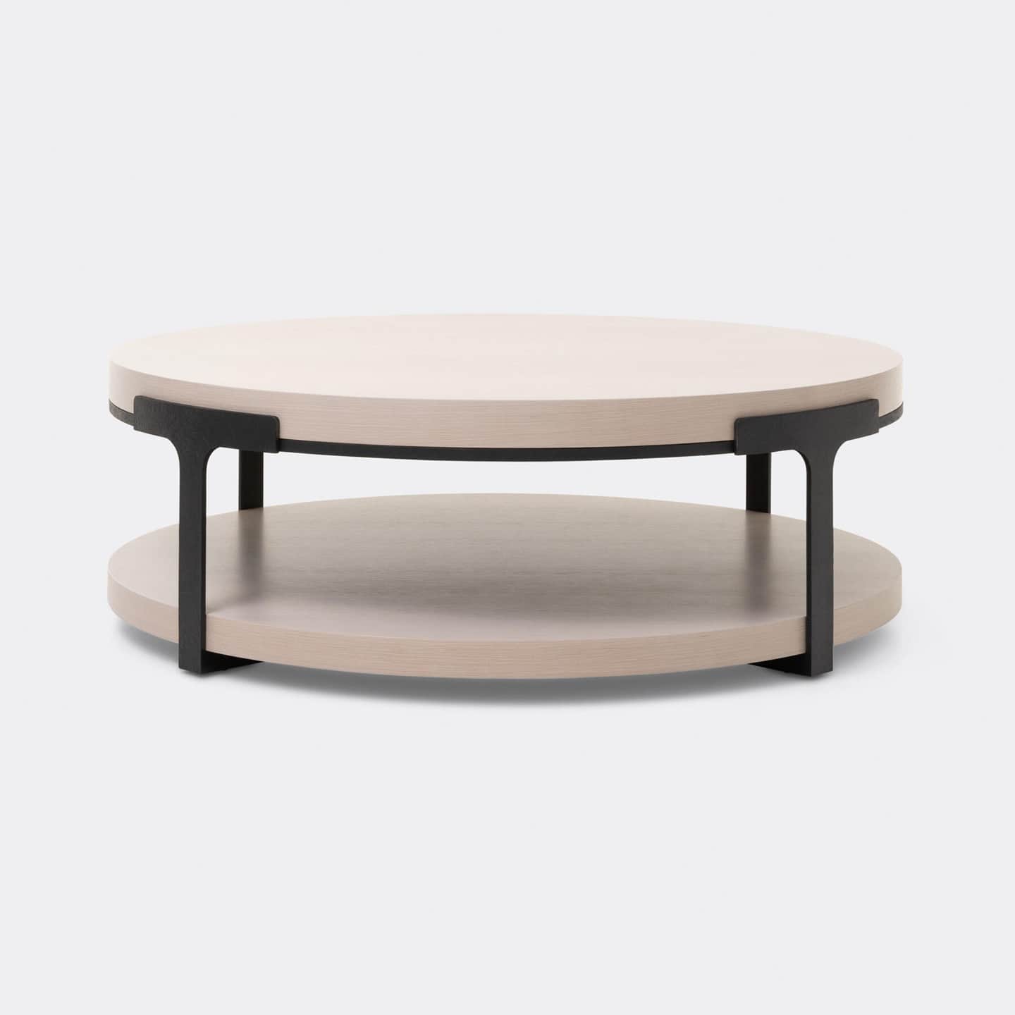 A contemporary round coffee table with a two-tiered design. The table features two circular surfaces… — free BLEND 3D model