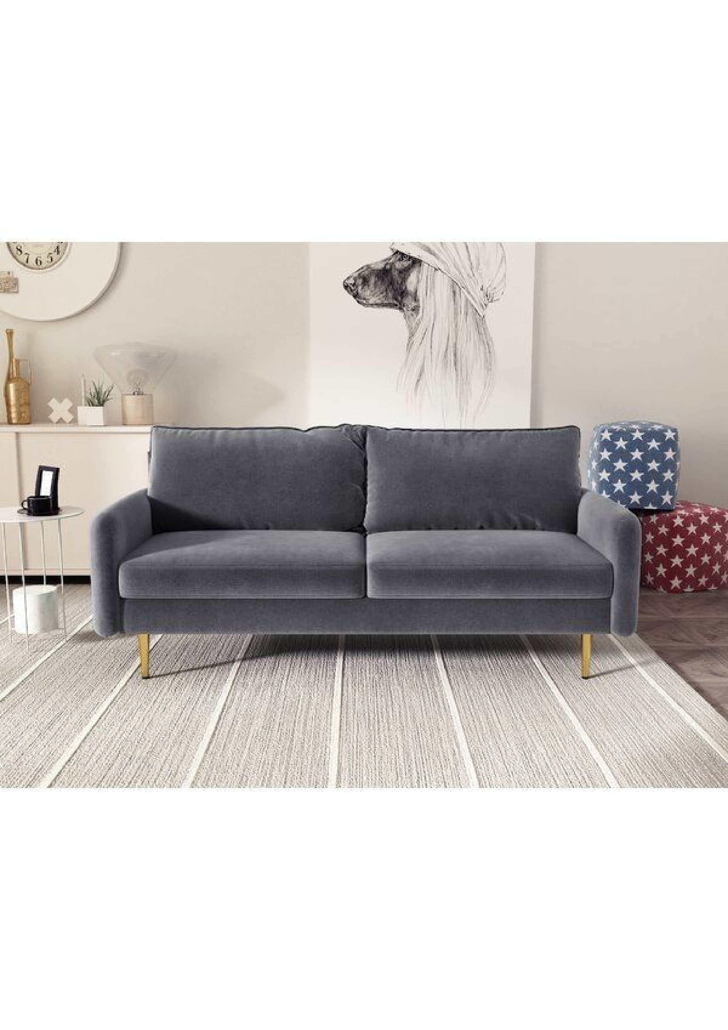 A contemporary two-seater sofa featuring a clean-lined silhouette, track arms, and plush, removable… — free GLTF 3D model
