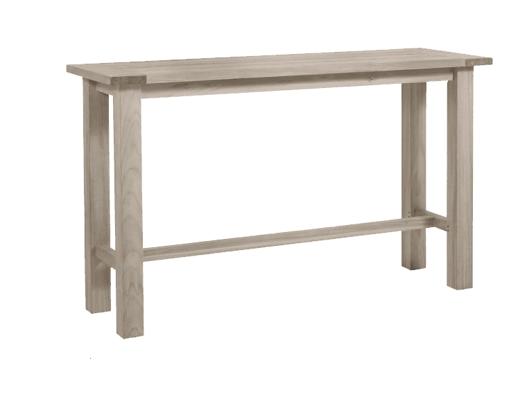 A rectangular, tall, narrow console table with a light wood finish. It features four straight legs a… — 3D model