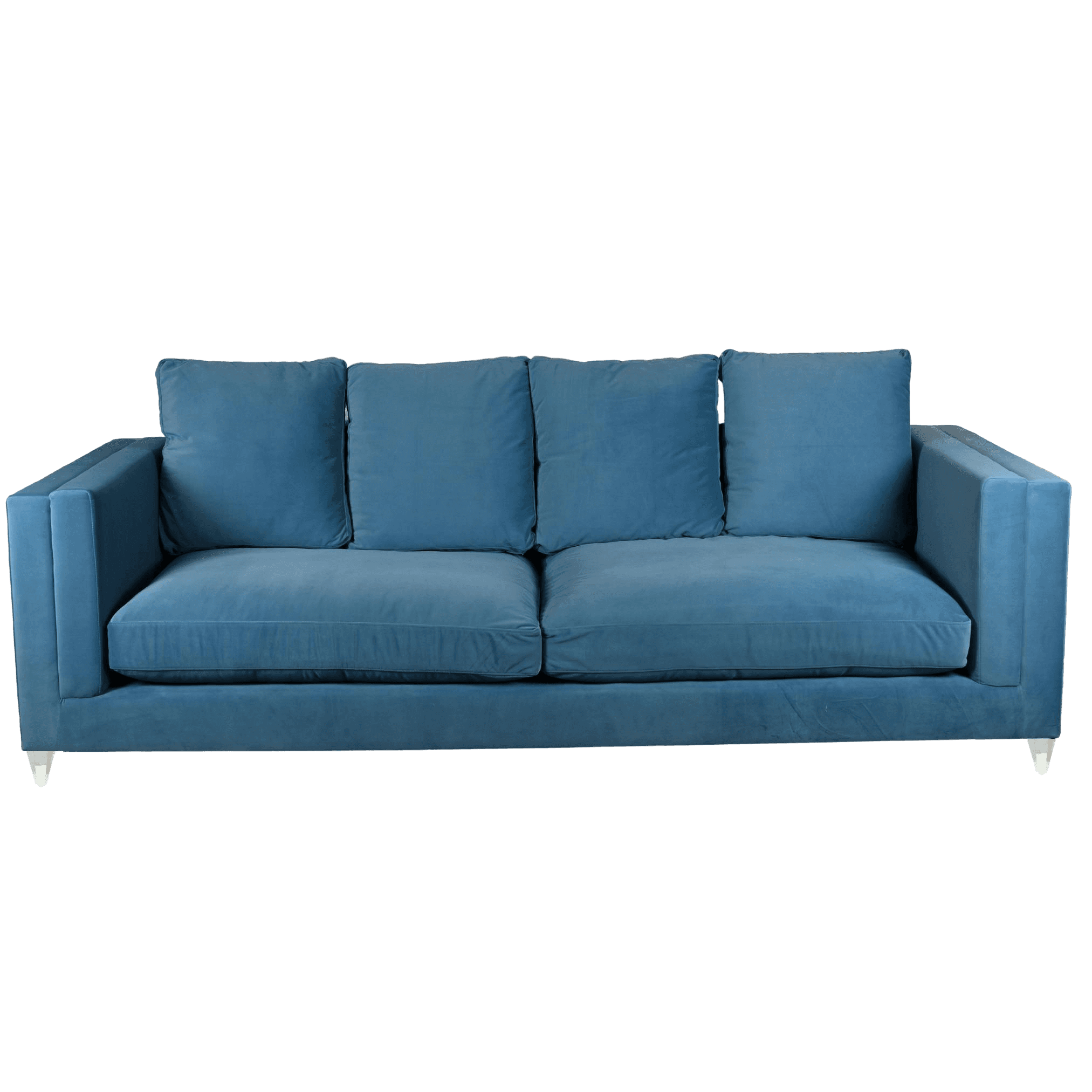 A contemporary, upholstered sofa with a clean-lined silhouette. It features a three-cushion seat and… — 3D model