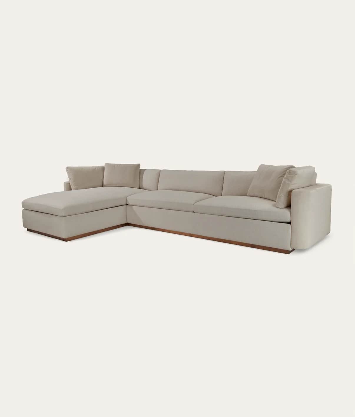 A large L-shaped sectional sofa featuring a neutral-toned fabric upholstery. It includes multiple se… — 3D model
