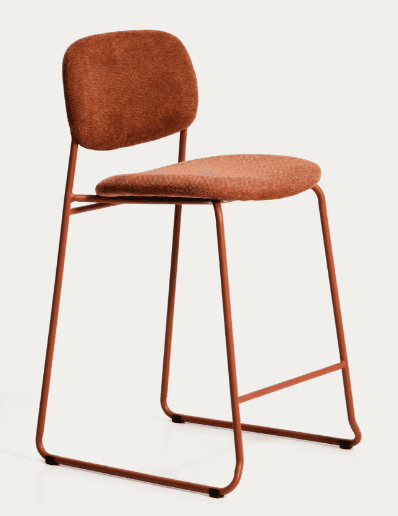 An upholstered bar stool featuring a sled-style metal base and a matching upholstered seat and backr… — 3D model