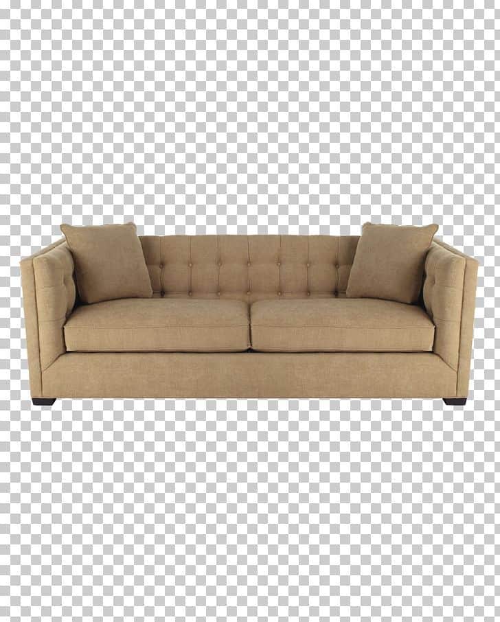 A contemporary three-seater sofa upholstered in a beige textured fabric. It features a button-tufted… — free GLTF 3D model