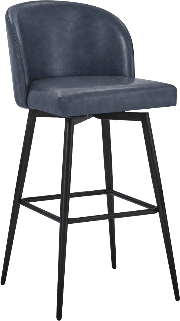 A contemporary bar stool featuring a curved backrest and a padded seat, supported by four slender le… — 3D model