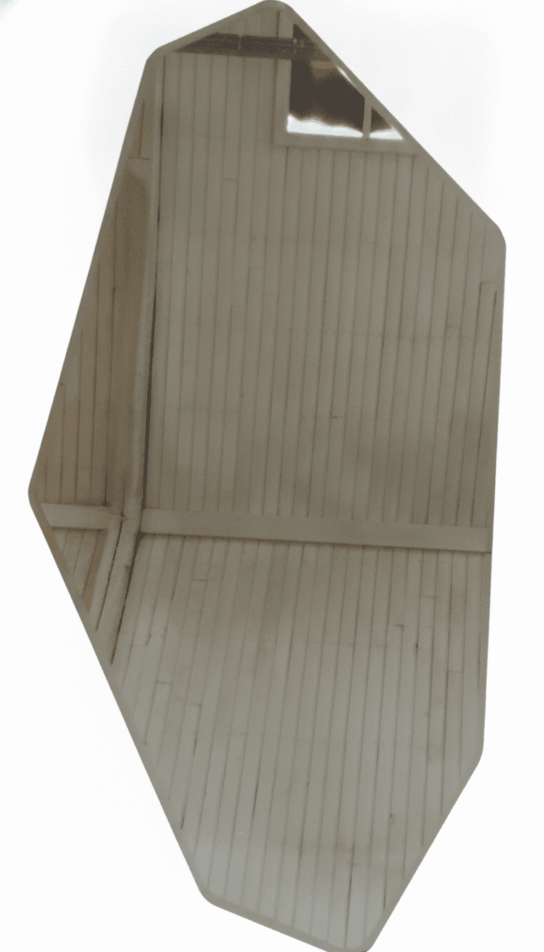 An irregular geometric wall mirror, featuring a frameless design with multiple angled sides and subt… — 3D model