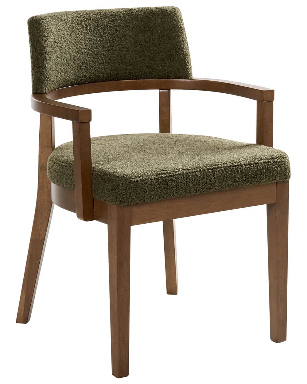 A transitional style armchair featuring a solid wood frame with a rich brown finish and fully uphols… — 3D model