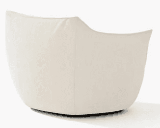 A contemporary lounge chair with a rounded, inviting silhouette, fully upholstered in a light-colore… — 3D model