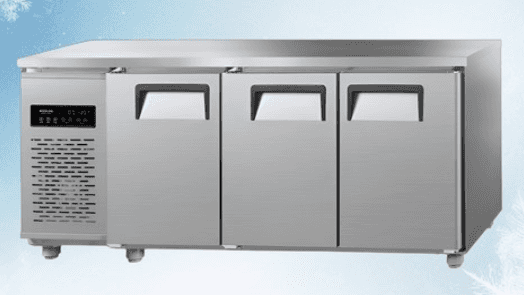 A commercial-grade, undercounter refrigerator with a stainless steel exterior. It features a flat to… — free OBJ 3D model