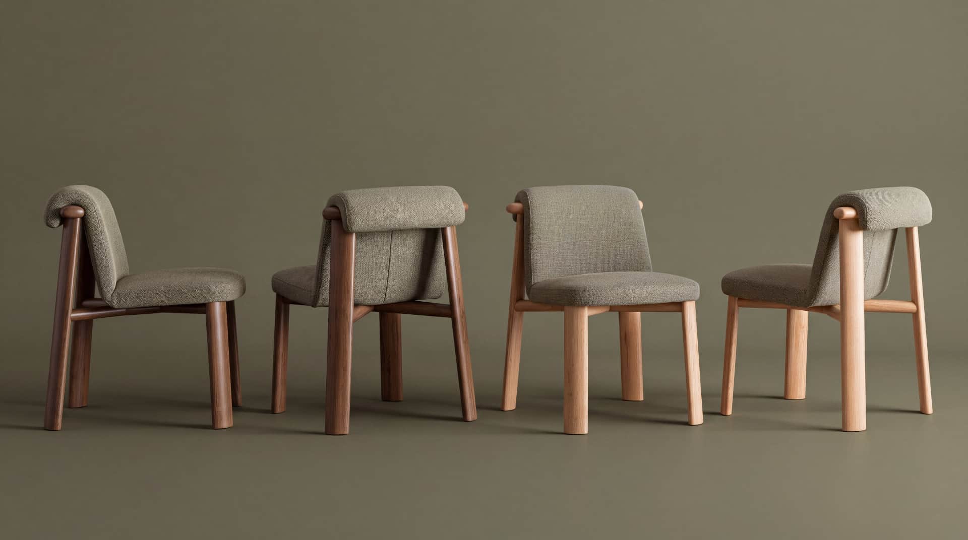 An armless dining chair featuring an upholstered seat and backrest, supported by a sturdy wooden fra… — 3D model