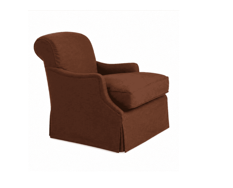 A fully upholstered armchair featuring a dark brown, textured fabric. The chair has a traditional de… — 3D model
