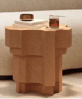A modern accent table with a stepped, geometric design. The top surface is octagonal with inward cur… — 3D model