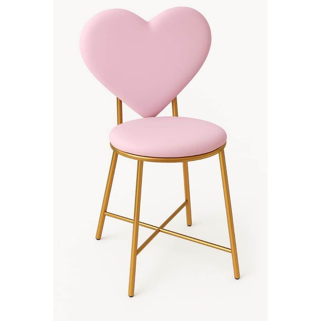 A contemporary chair featuring a distinctive heart-shaped backrest and a round seat, both upholstere… — 3D model