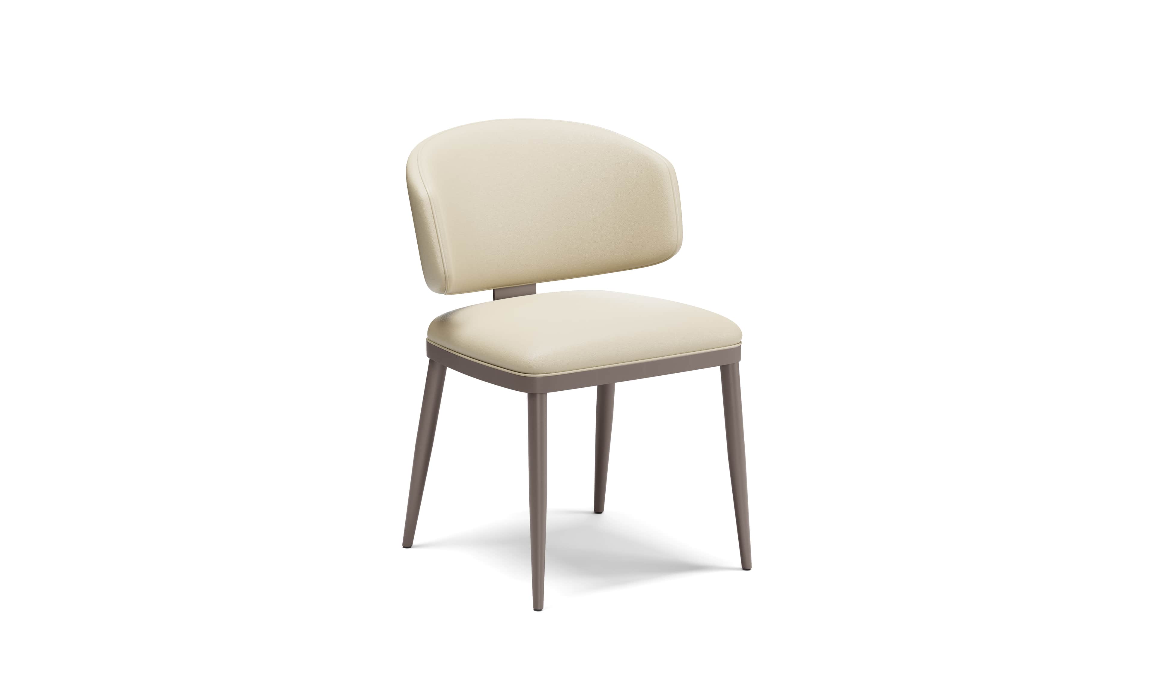 An armless upholstered dining chair featuring a modern design. It has a softly rounded backrest and… — 3D model