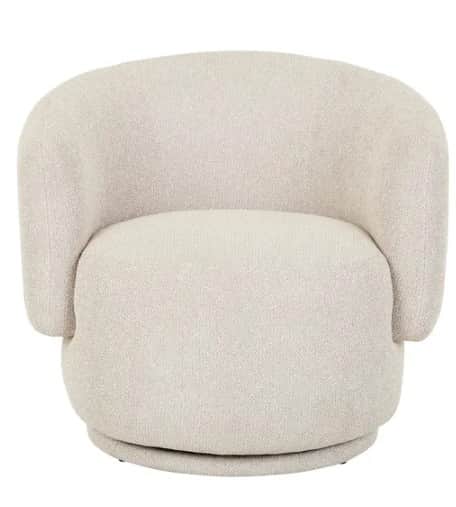 A contemporary armchair with a rounded, enveloping silhouette. The chair features a swivel base and… — 3D model