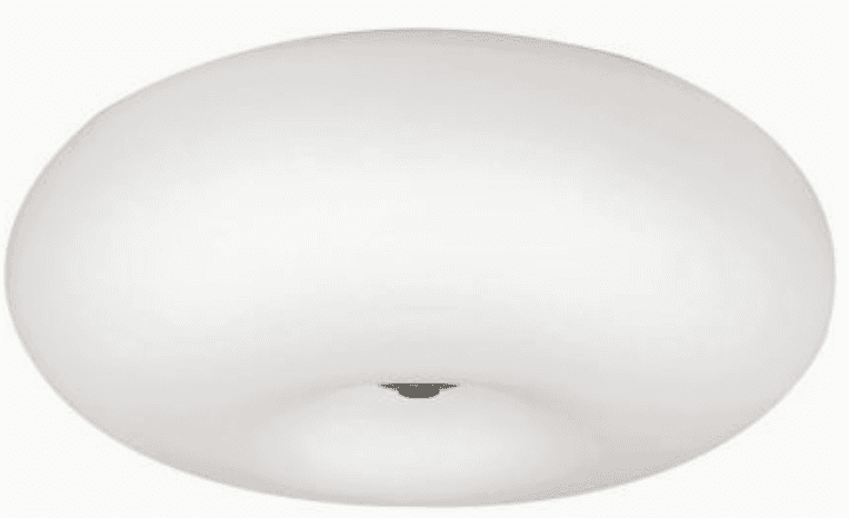 A minimalist white ceiling flush mount light fixture with a smooth, domed diffuser and subtle centra… — 3D model