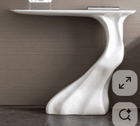 A modern, sculptural console table with a rectangular top and a sinuous, flowing base, all rendered… — free BLEND 3D model