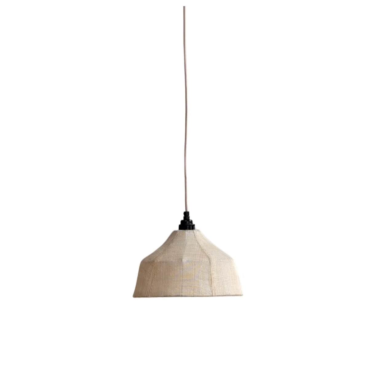 A bell-shaped pendant light featuring a shade crafted from woven natural fibers, likely jute or ratt… — 3D model