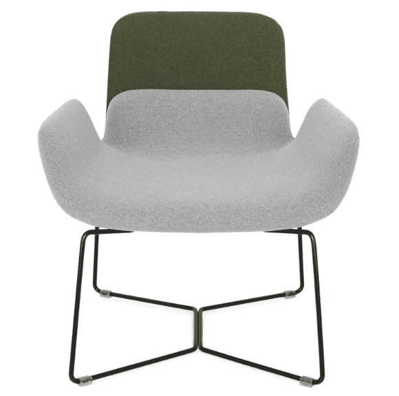 A modern armchair with a distinctive dual-tone upholstery. The seat and armrests are upholstered in… — free OBJ 3D model