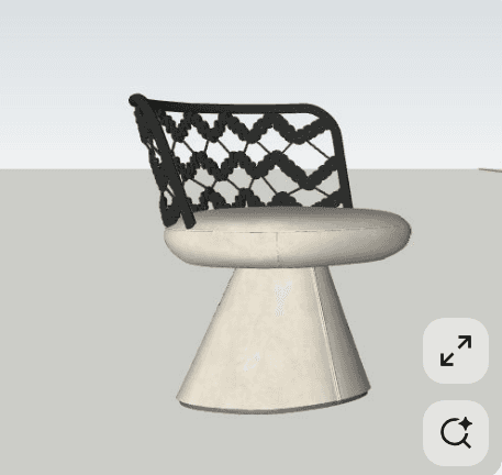 An armless chair featuring a round, upholstered seat and a conical pedestal base, paired with a blac… — 3D model