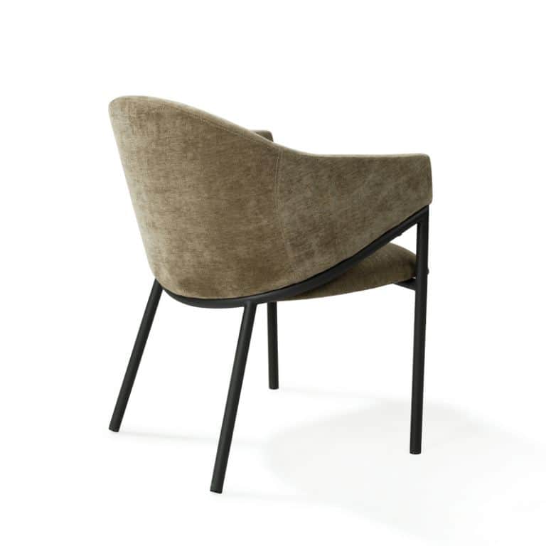 A contemporary upholstered dining armchair, featuring a rounded, continuous seat and backrest form c… — 3D model
