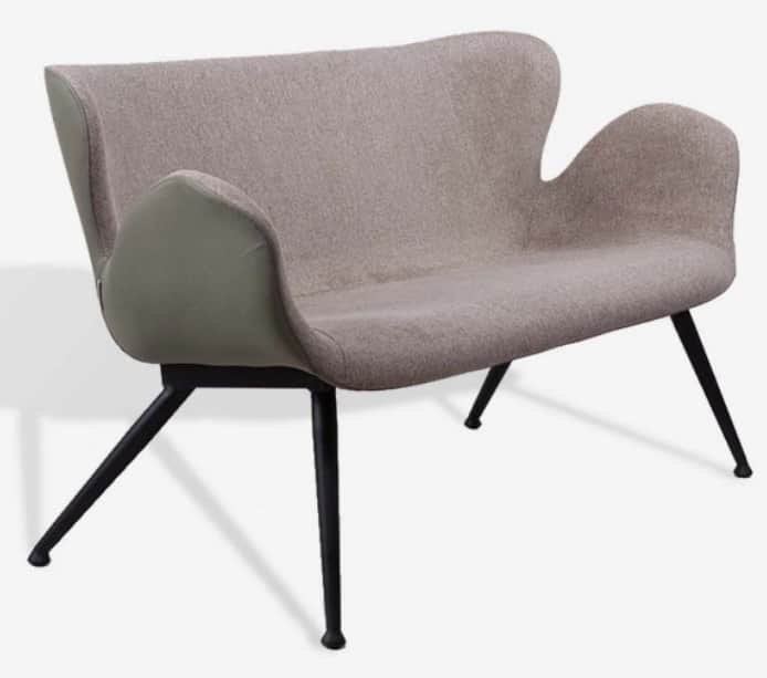 A contemporary armchair with a distinctive, organic silhouette. It features a fabric-upholstered sea… — free OBJ 3D model