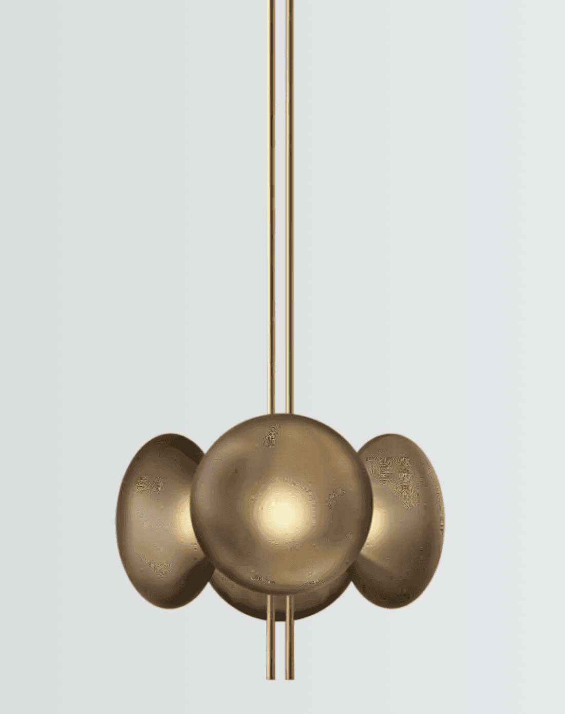 A modern chandelier featuring multiple spherical light diffusers made of smoked glass, suspended by… — 3D model