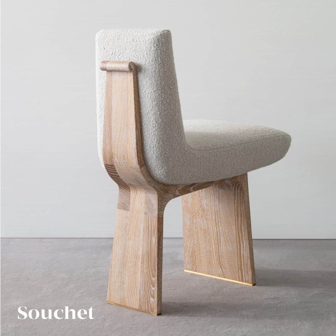 A contemporary armless chair featuring a light-colored boucle upholstered seat and backrest, support… — 3D model