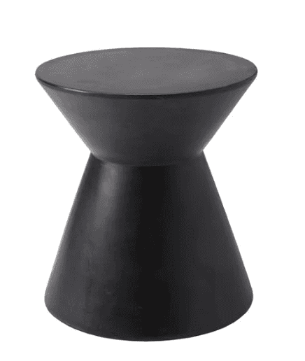 A dark grey, hourglass-shaped end table with a smooth, matte finish. The table has a flat circular t… — 3D model